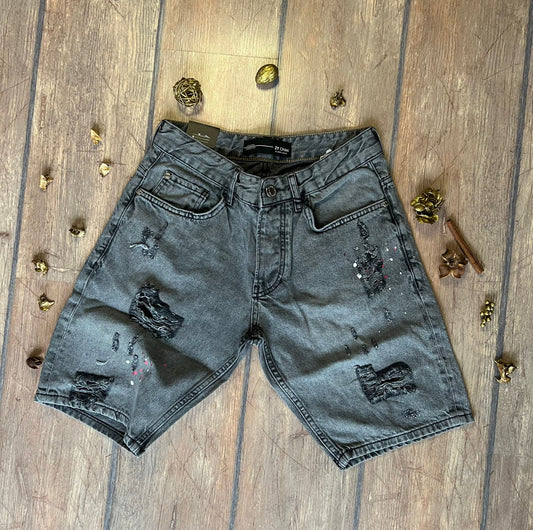 Къси Дънки "Grey with Red&White Splashes"